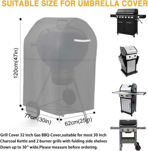 Miniatura 6 de Cubierta de parrilla de gas para barbacoa de 30 pulgadas para parrilla exterior, resistente al agua, resistente a los rayos UV, cubierta