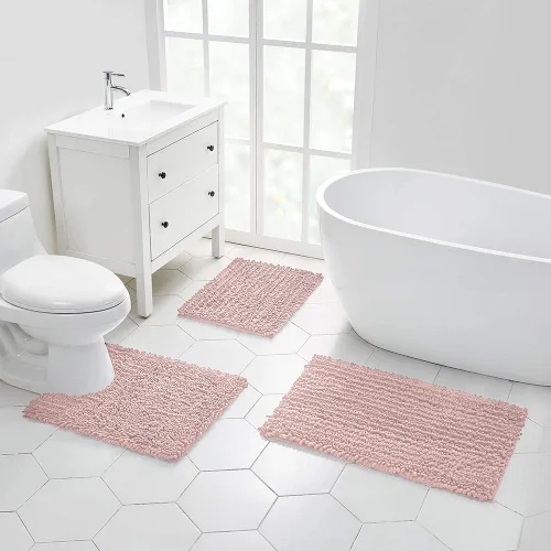 Miniatura 8 de Walensee Alfombra de baño antideslizante (24x17 pulgadas, rosa polvoriento) absorbente de agua, súper suave, lanuda de felpilla, lavable a máquina