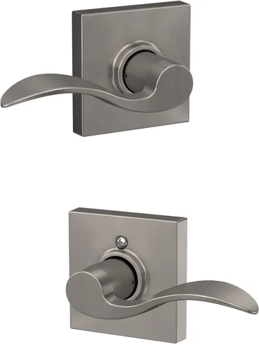SCHLAGE - Manija Accent con cerradura para pasillos y armarios y moldura Collins en níquel satinado - F10 ACC 619 COL