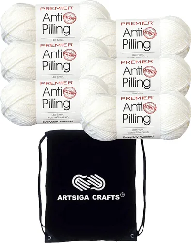 Miniatura 80 de Premier Yarns Everyday Anti-Pelusa Hilo Sólido Verde Pino DN100-8 (6-Madejas - Mismo Lote de Tinta) #4 Peso Estambre Acrílico para Tejer