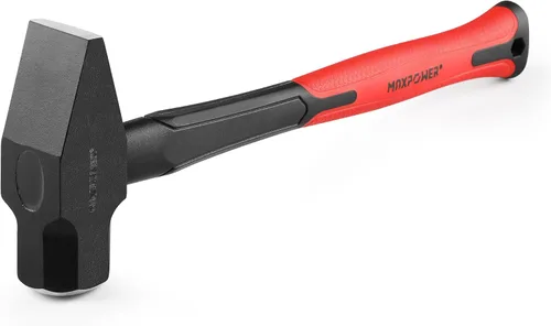 Miniatura 14 de MAXPOWER Martillo de trineo de 4 libras, cabeza de acero, mango de fibra de vidrio de 12 pulgadas resistente a los golpes