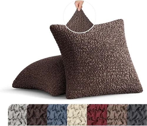 PAULATO BY GA.I.CO. Mille Righe Collection - Juego de 2 fundas de almohada de 18 x 18 pulgadas, funda de tela de algodón suave, 1 protector elástico
