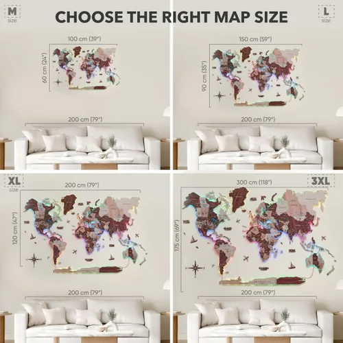 Miniatura 3 de Enjoy The Wood Mapa del mundo de madera 3D LED 2.0, arte de pared moderno para decoración del hogar, regalos de viaje, mapas de madera, tablero