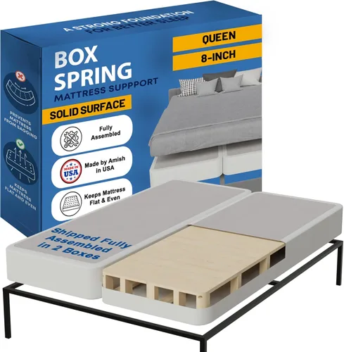 Miniatura 15 de Treaton, Unassembled Queen Bed – 2.5-Inch Wood Box Spring Only – Amish Made in USA – Quiet Noise Free - Replacement Mattress Foundation – Packed
