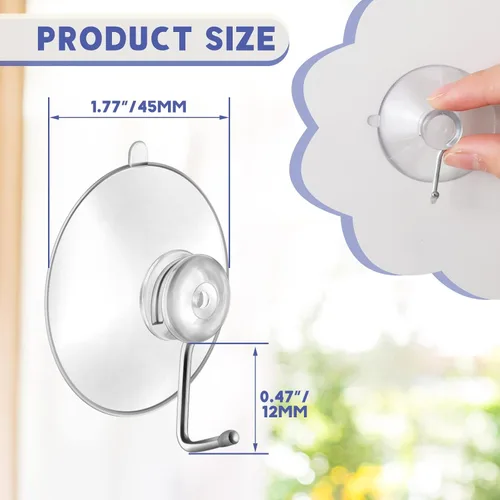 Miniatura 2 de Unittype 12 ganchos de pared con ventosa de PVC, reutilizables, transparentes, con ganchos de metal, prácticos suministros para colgar sin clavos