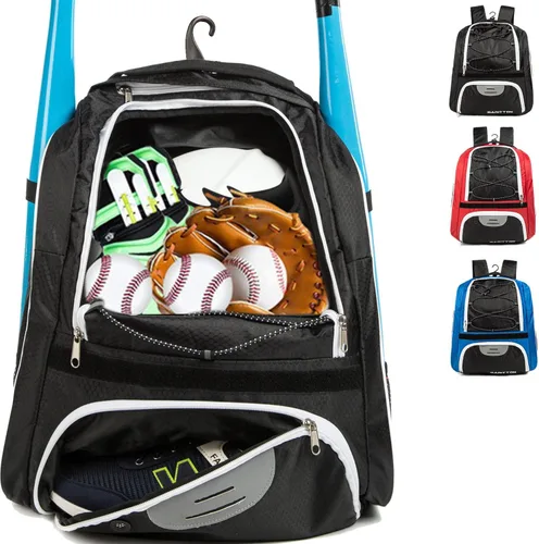Bolsa de béisbol – Mochila de murciélago para béisbol, T-Ball y equipo de softbol para jóvenes y adultos con compartimento para zapatos y bate,