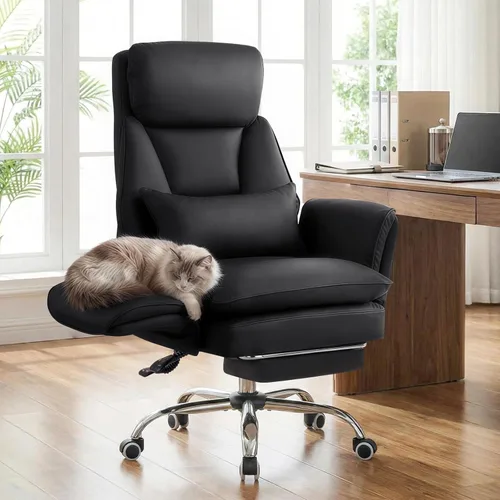 Furniliving Big and Tall Office Chair, Ergonomic Computer Desk Chair with Footrest, Wide Seat Reclining Gaming Chair, Flip Armrests for Cross Legged