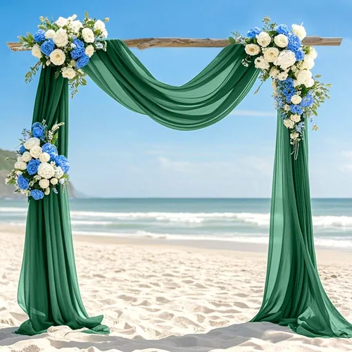 Miniatura 11 de 1 panel de 20 pies para arco de boda, tela transparente azul bebé para drapear, cortinas de gasa para arcos de boda, cortinas azul claro, cortinas