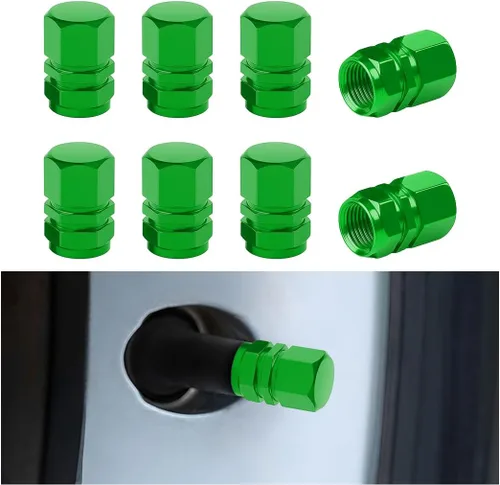 Miniatura 29 de Osilly Tapones de válvula de vástago de neumático de automóvil, 4 piezas de cubiertas de vástago de válvula de aleación de aluminio, resistentes a