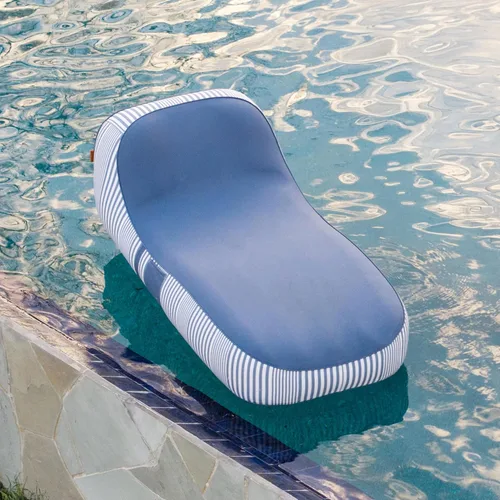 Miniatura 9 de Big Joe Lux Chaise - Flotador inflable prémium para piscina, rayas azul marino y marfil, malla de primera calidad, mezcla de poliéster duradera