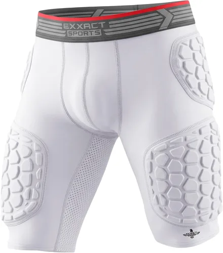 Miniatura 10 de Exxact Sports Elite - Faja de fútbol para adultos con 5 almohadillas para hombres con bolsillo para tazas, pantalones cortos de compresión