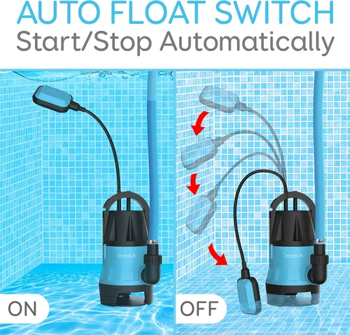 Miniatura 5 de SereneLife Bomba sumergible de 400 W, agua sucia limpia, potente bomba de sumidero, interruptor de flotador automático, cable de 16 pies, sótano
