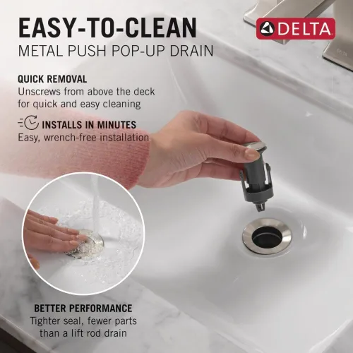 Miniatura 8 de Delta Faucet Esato Centerset - Grifo de baño de níquel cepillado, montaje de drenaje incluido, níquel cepillado SpotShield 25897LF-SP Spotshield