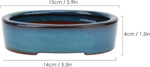 Miniatura 2 de Juego de 2 macetas esmaltadas pequeñas de 5.9 pulgadas, 2 + 4 pantallas de drenaje de malla suave