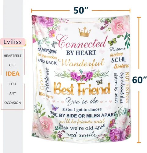 Miniatura 6 de Regalos de cumpleaños para mejor amiga, regalos para mejores amigas, ideas de regalos de mejor amiga para mujeres, manta de regalo de amistad
