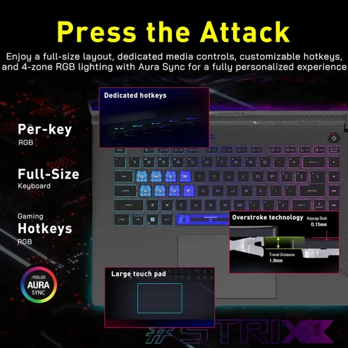Miniatura 5 de ASUS ROG Strix G16 16" WUXGA 165Hz - Laptop para juegos, GeForce RTX 5070 8GB GDDR7, AMD Ryzen 9 8940HX, 16GB DDR5, 2TB de almacenamiento