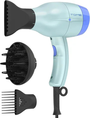 TOME Secador de pelo con difusor, secador iónico de 1875 W con accesorio de peine y concentrador para uso doméstico, secado rápido con tiro frío y 2