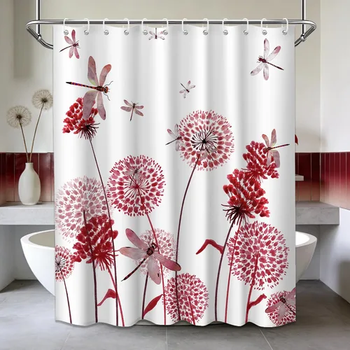 Miniatura 84 de Cortina de ducha floral para primavera y verano, flores silvestres, flores y mariposas, decoración de baño, tela impermeable con ganchos, 70