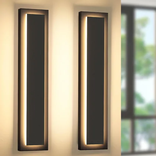 Miniatura 22 de Lámparas de porche delantero de 2 niveles, moderno aplique de pared negro para exteriores, luces exteriores LED impermeables de 15.7 pulgadas, luces