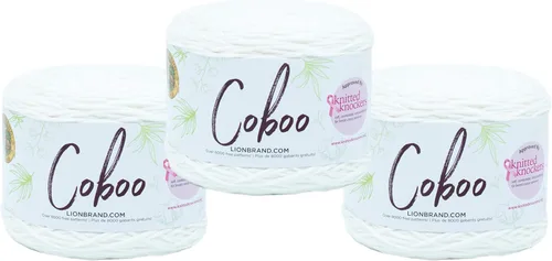 Miniatura 12 de Lion Brand Yarn Coboo, hilo suave para tejer, hacer ganchillo y manualidades, Vanilla Blossom, paquete de 3 Flor de vainilla