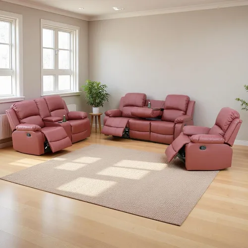 Miniatura 33 de Conjunto de sofá para sala de Estar, sillón reclinable de cuero transpirable, sofá de 3 plazas para cine en casa con portavasos para apartamento