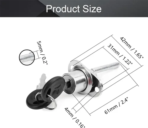 Miniatura 2 de MroMax Cerradura de cajón, diámetro de cilindro de 3/4 pulgadas (0.748 in), llave diferente, cerradura de émbolo de gabinete de aleación de zinc