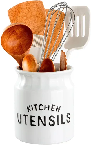 Miniatura 6 de Soporte para utensilios de cocina, de cerámica, para encimera de cocina, de 6.5 pulgadas, grande, para encimera, color blanco
