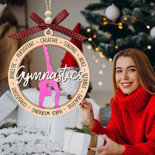 Miniatura 7 de Adorno de gimnasia para niña, adornos de gimnasta para árbol de Navidad, regalos de gimnasia para niñas, entrenadora, regalos de gimnasta para niñas