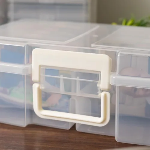 Miniatura 7 de IRIS USA 4 x 6 pulgadas, fabricado en Estados Unidos, paquete de 2 organizadores de fotos y caja de almacenamiento de imágenes con asa, 12 fundas