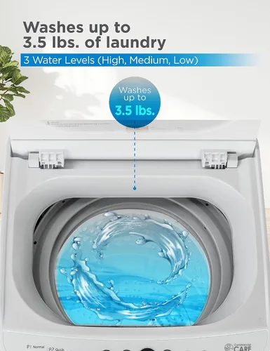 Miniatura 4 de Lavadora portátil de 0.9 pies cúbicos, lavadora compacta con 6 ciclos de lavado, lavadora de ropa portátil con 3 niveles de agua
