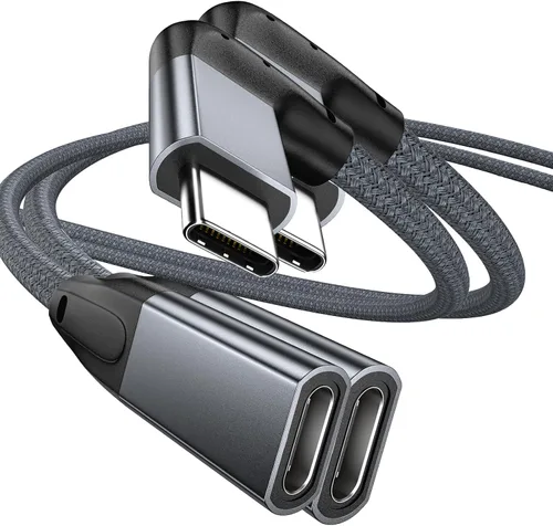 Miniatura 14 de UseBean Cable de extensión USB C en ángulo recto de 0.6 pies, 90 grados USB-C 3.2 Gen 2 20Gbps macho a hembra tipo C 4K cable extensor de video