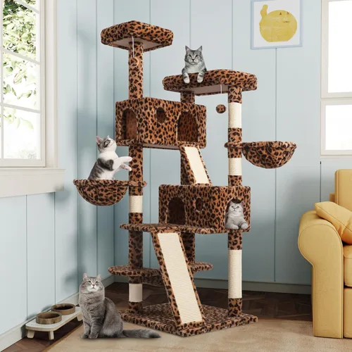 Miniatura 13 de MUTICOR Torre para Gatos Grande de Múltiples Niveles de 66 Pulgadas para Felinos Grandes de Interior/Perchas de Felpa Acogedoras/Condominio/Postes