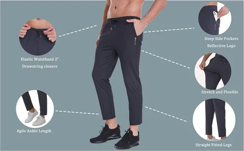 Miniatura 4 de Pantalones de viaje elásticos para hombre, entrepierna de 27 pulgadas, de secado rápido, ligeros, pantalones deportivos casuales con bolsillos