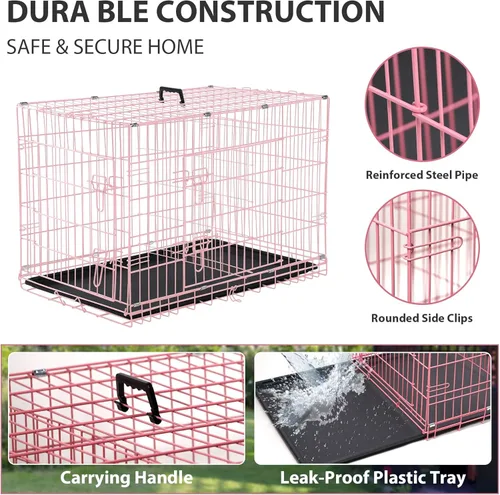Miniatura 4 de Jaulas extra grandes de 48 pulgadas para perros medianos, jaula plegable XXL de doble puerta para perros grandes, jaulas para perros para interiores