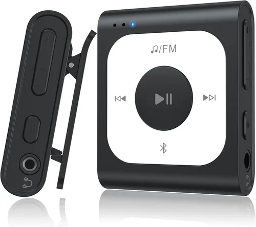 AGPTEK 16GB Clip MP3 Player with Bluetooth, A53PL Portable Music Player with FM Radio, Shuffle, No Phone Needed, for Sports(Black)