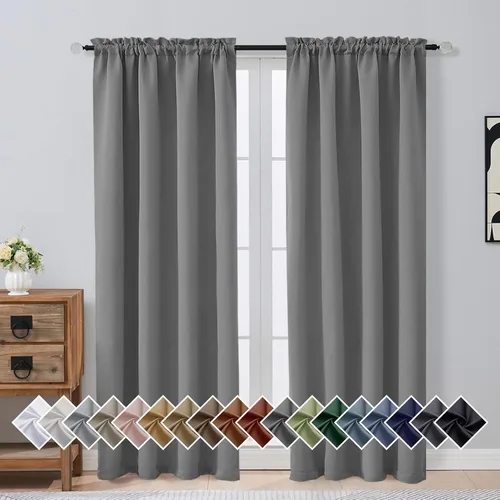 Miniatura 31 de OVZME Cortinas opacas turquesa para tratamiento de ventanas pequeñas, cortinas cortas con bloqueo de luz para ventana de cocina sobre el fregadero
