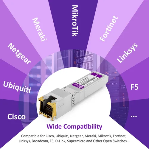 Miniatura 5 de Transceptor 10GBASE-T SFP+ a RJ45, módulo SFP+ a Ethernet de cobre multitarifa 1/2.5/5/10G para Cisco SFP-10G-T-S, Ubiquiti UniFi UF-RJ45-10G