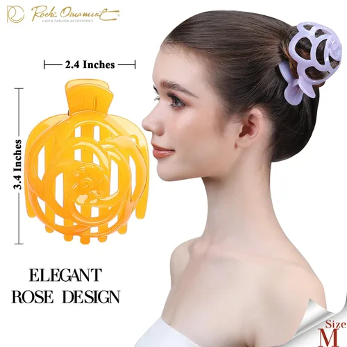 Miniatura 3 de RC ROCHE - 6 piezas para hacer moños para mujer, clip de pinza para el cabello, nido de pájaro, ballerina, soporte redondo francés, cúpula