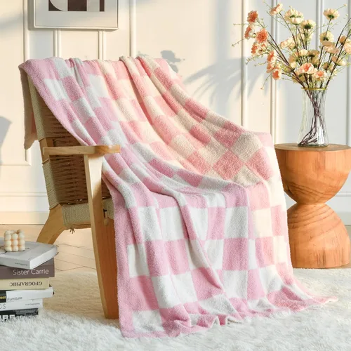 Miniatura 9 de Manta a Cuadros, Mantas Suaves y Acogedoras para Sofá Cama, Manta de Picnic de Viaje a Cuadros Esponjosa Ligera y Cómoda, Regalos para Sofá Silla