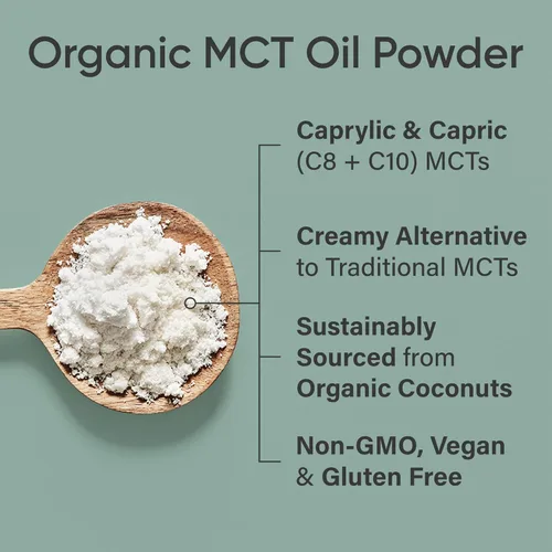 Miniatura 4 de Sports Research Aceite MCT Orgánico en Polvo – Keto y Vegano MCTs C8, C10 de Cocos – Combustible de Ácidos Grasos para Cerebro y Cuerpo, Sin OMG