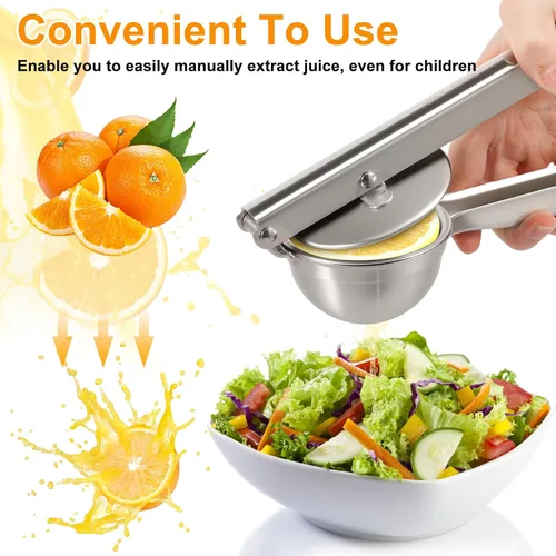 Miniatura 4 de Exprimidor de limón de acero inoxidable, exprimidor manual de prensa manual con mango ergonómico, prensa de ajo, extractor de frutas a prueba