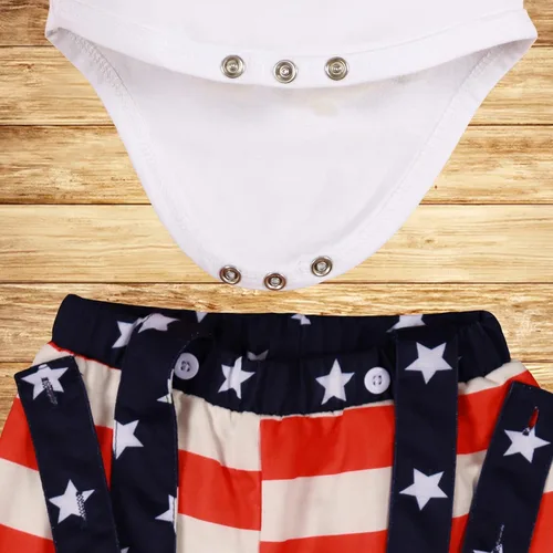 Miniatura 4 de Traje del Día de la Independencia para bebé niño recién nacido 4 de julio, traje para niño con mi primer día de la independencia, traje + sombrero 3