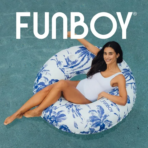 Miniatura 6 de FUNBOY Flotador inflable gigante de 48 pulgadas, anillo de natación extragrande para adultos con soporte para tazas, accesorios de piscina y tumbona