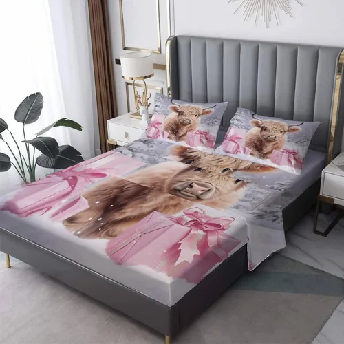Miniatura 8 de Sábanas de gato tamaño individual – Sábanas y fundas de almohada de Navidad – 100% microfibra, estampado de alta cantidad de hilos, sábana encimera