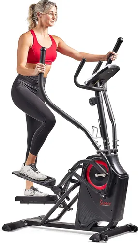 Sunny Health & Fitness Cardio Climber Stepping Máquina de ejercicio elíptica para el hogar con 8 niveles de resistencia magnética, monitor de Negro