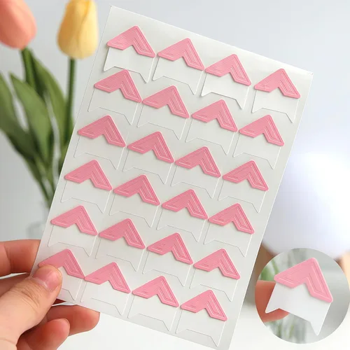Miniatura 8 de 6 hojas (144 unidades), calcomanías clásicas de papel autoadhesivas para esquinas de montaje de fotos, decoración de pared, calcomanías de bricolaje