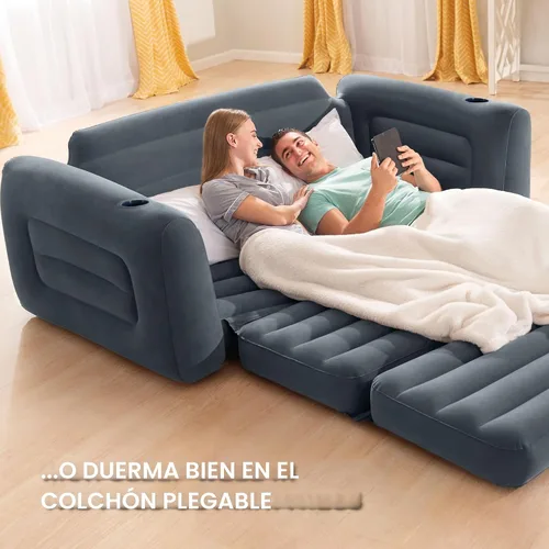 Miniatura 5 de Intex Juego de muebles inflables con sofá cama extraíble de tamaño Queen y 2 sofás cama, colchón de aire, sofá portátil, sillas de descanso, camas