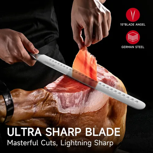 Miniatura 3 de Cuchillo para pechuga de KEEMAKE, cuchillo de trinchar de 12 pulgadas, cuchillos de corte alemanes de acero de hoja de navaja para carne con mango