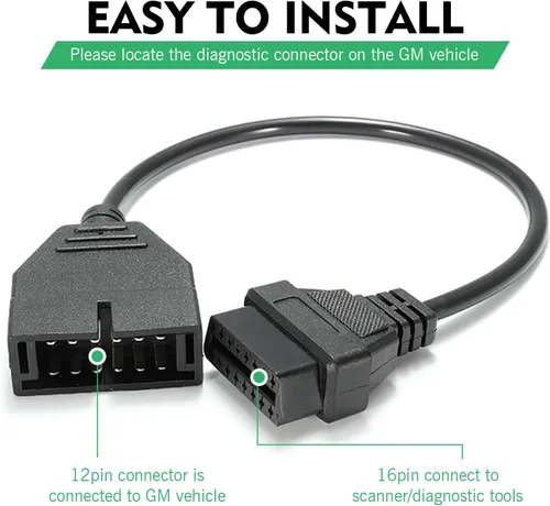 Miniatura 5 de Conector de escáner OBD1, 1 unidad de 12 pines a OBD1 a OBD2, herramienta de extensión de diagnóstico de 15.7 in para lectura de datos de vehículos