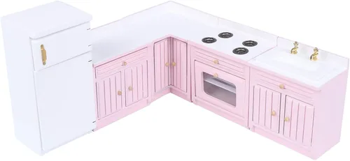 Kit de muebles de cocina para casa de muñecas 1:12, casa de muñecas en miniatura, armario de cocina, juego de nevera, muebles de comedor para casa
